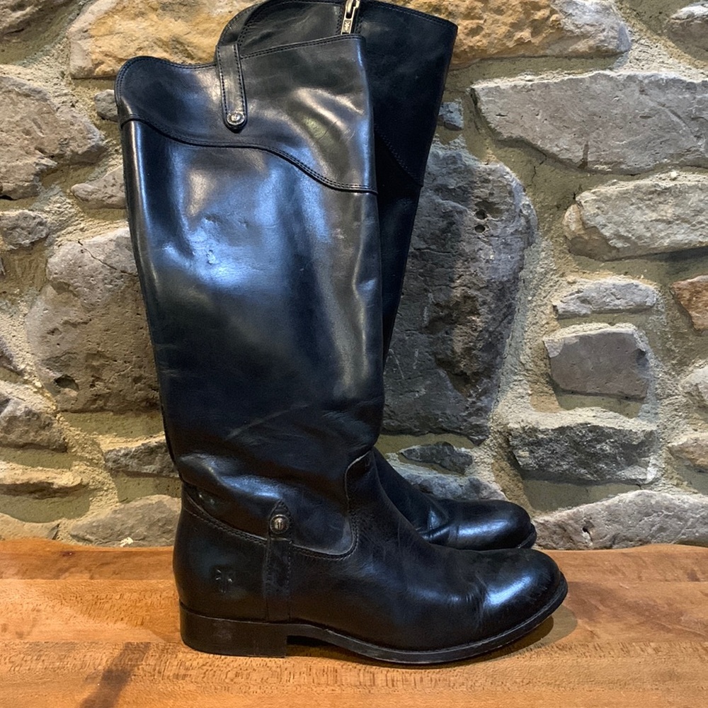 FRYE Melissa Button Black Tall Boots size 7.5 excellent condition